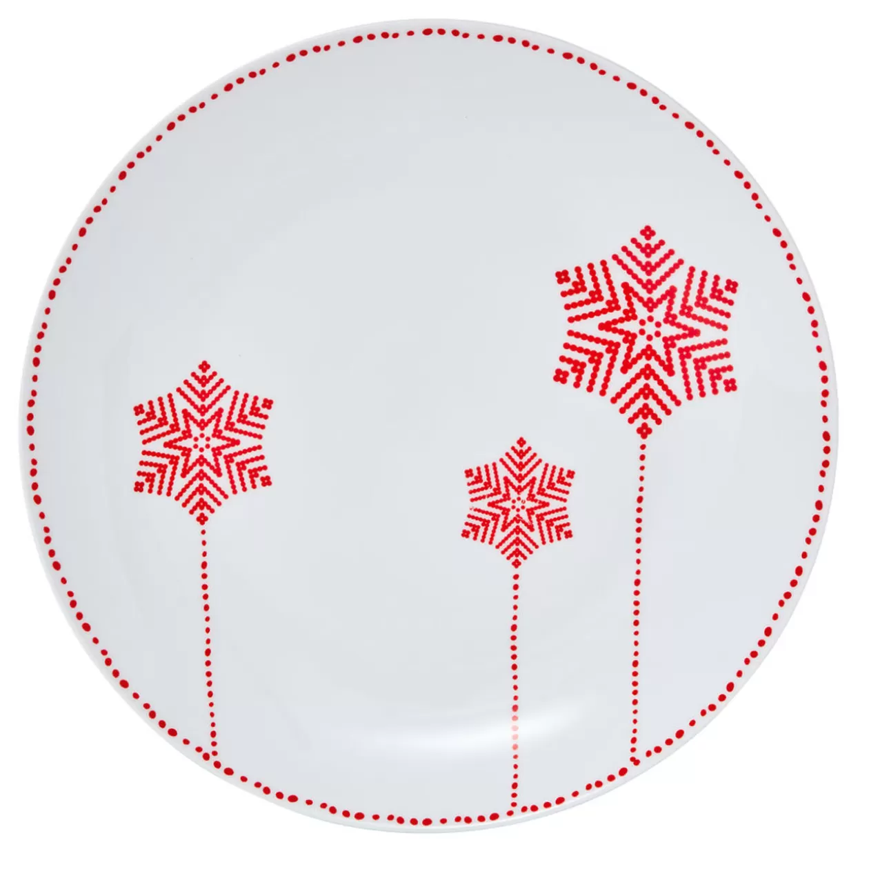 Assiette plate blanche décor flocons rouges>Gifi Sale
