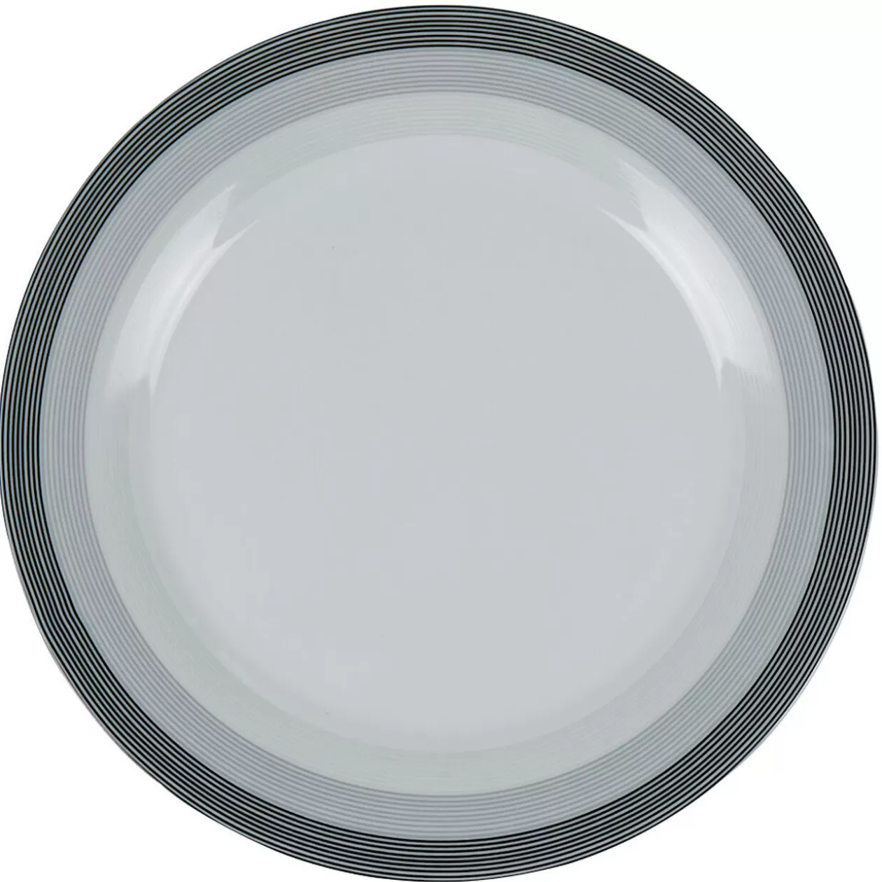 Assiette plate blanche et grise Sérénité Rayures>Gifi Store