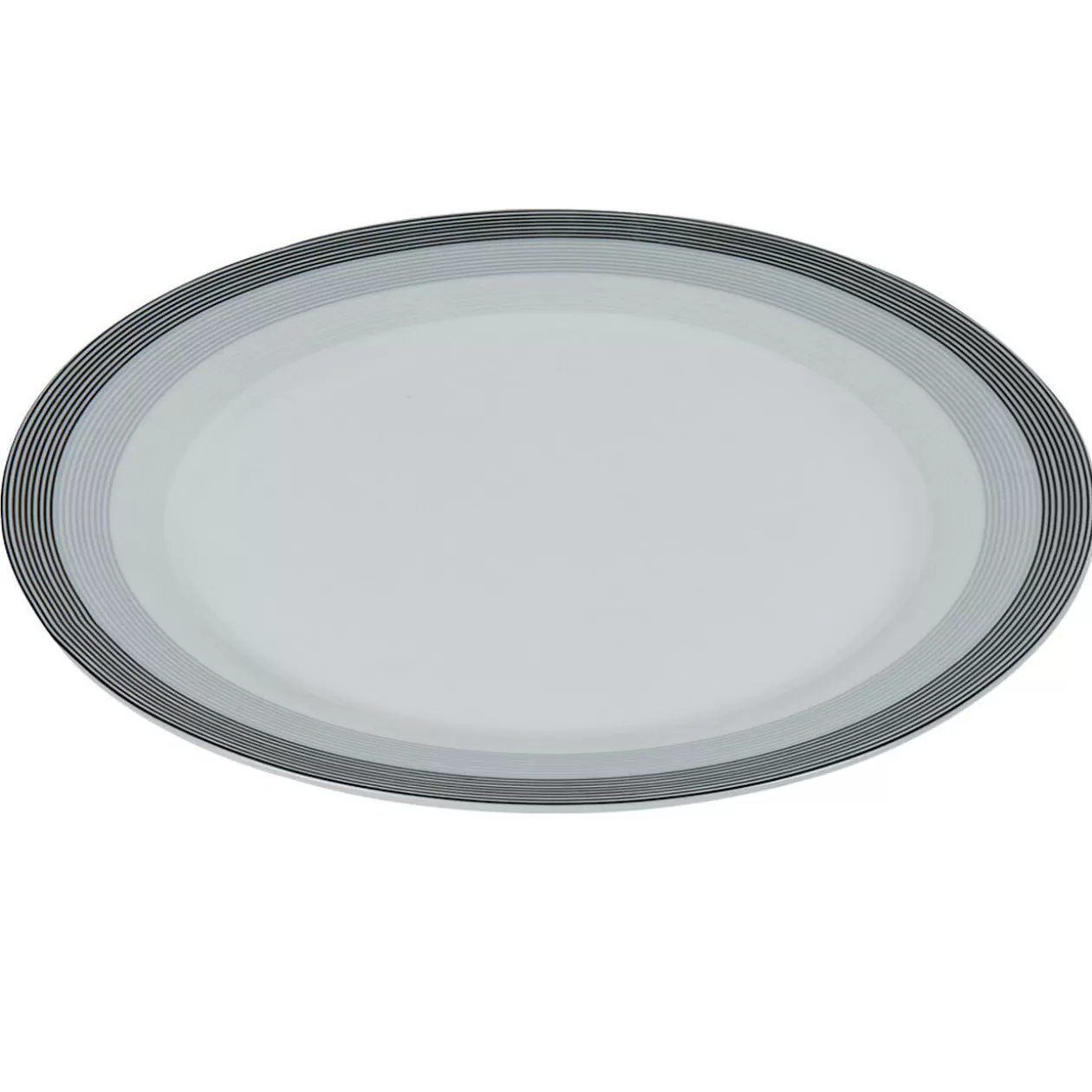 Assiette plate blanche et grise Sérénité Rayures>Gifi Store