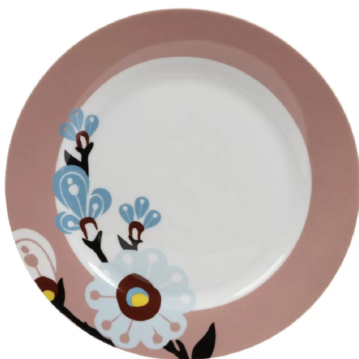 Assiette plate blanche et rose décor fleurs>Gifi Best
