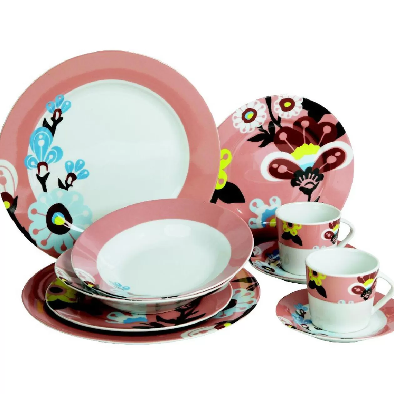 Assiette plate blanche et rose décor fleurs>Gifi Best