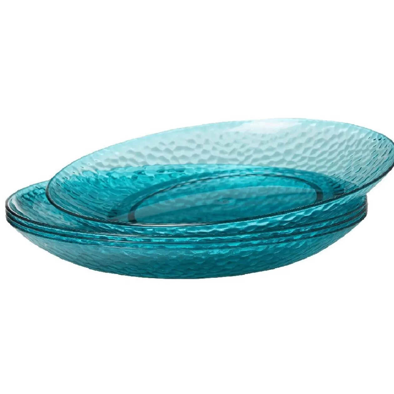 Assiette plate bleue martelé x4>Gifi Fashion