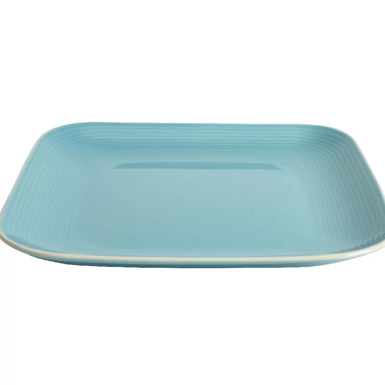 Assiette plate carré en grès bleue turquoise et blanche>Gifi Fashion
