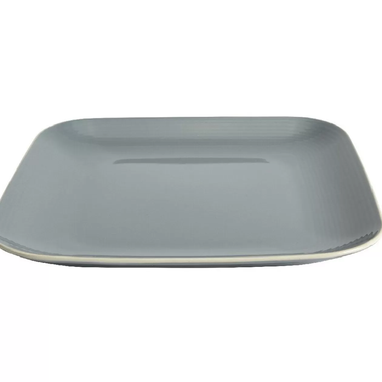 Assiette plate carré en grès grise et blanche>Gifi Clearance