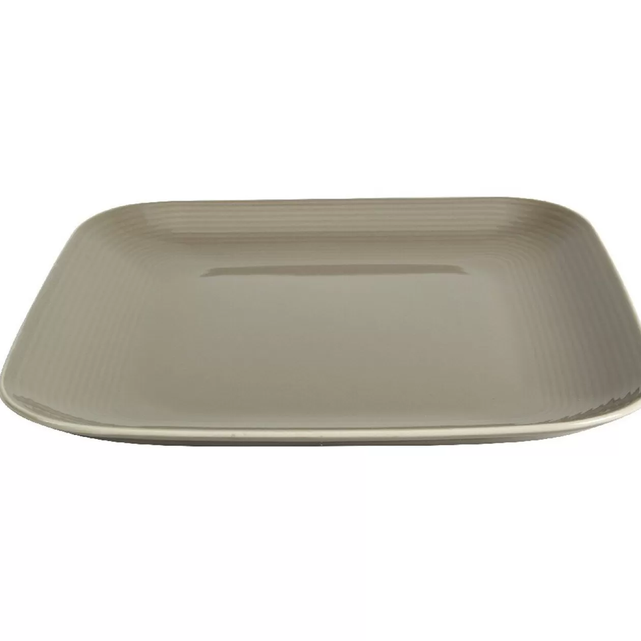Assiette plate carré en grès taupe et blanche>Gifi Best