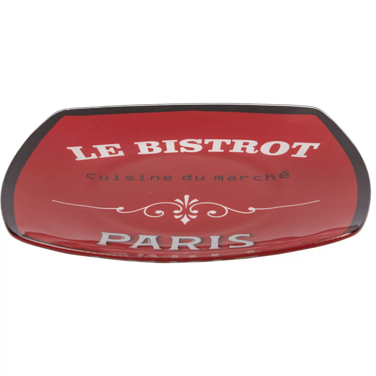 Assiette plate carrée bords arrondis rouge Le bistrot>Gifi Online