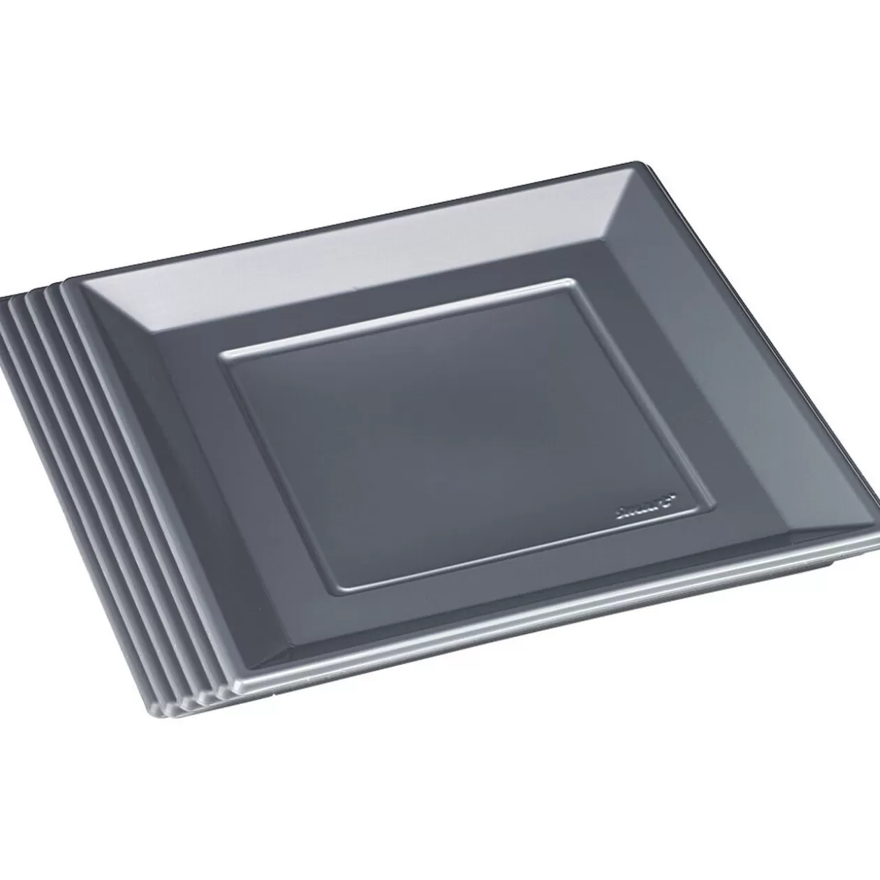 Assiette plate carrée gris foncé en plastique réutilisable x6>Gifi Best