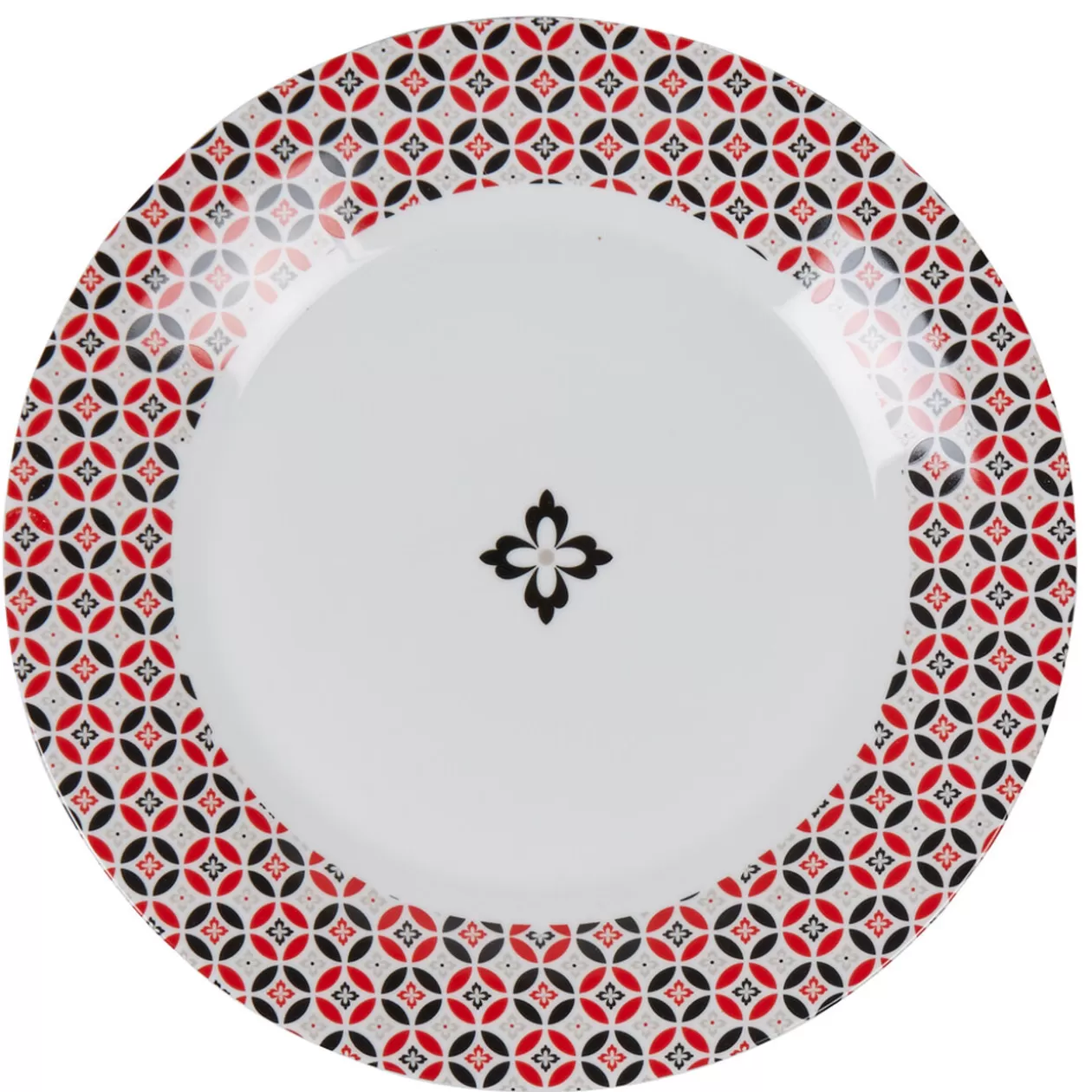 Assiette plate collection folk gris rouge>Gifi Flash Sale