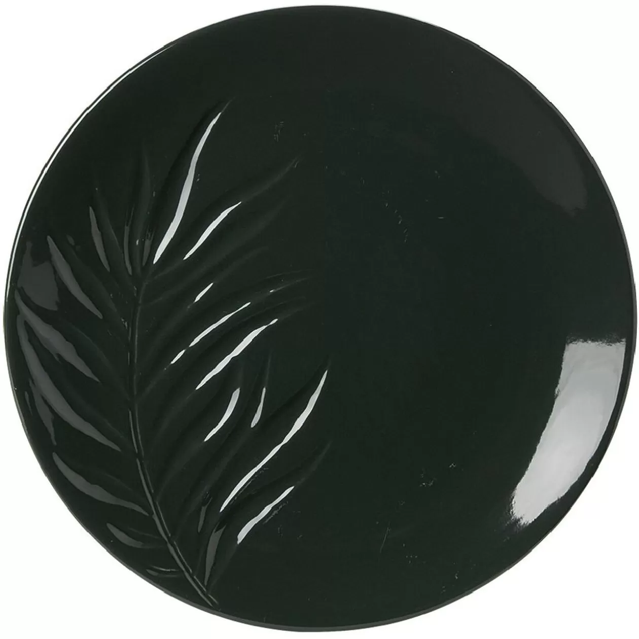 Assiette plate céramique beige ou vert motif feuille ø26,5 cm>Gifi Shop