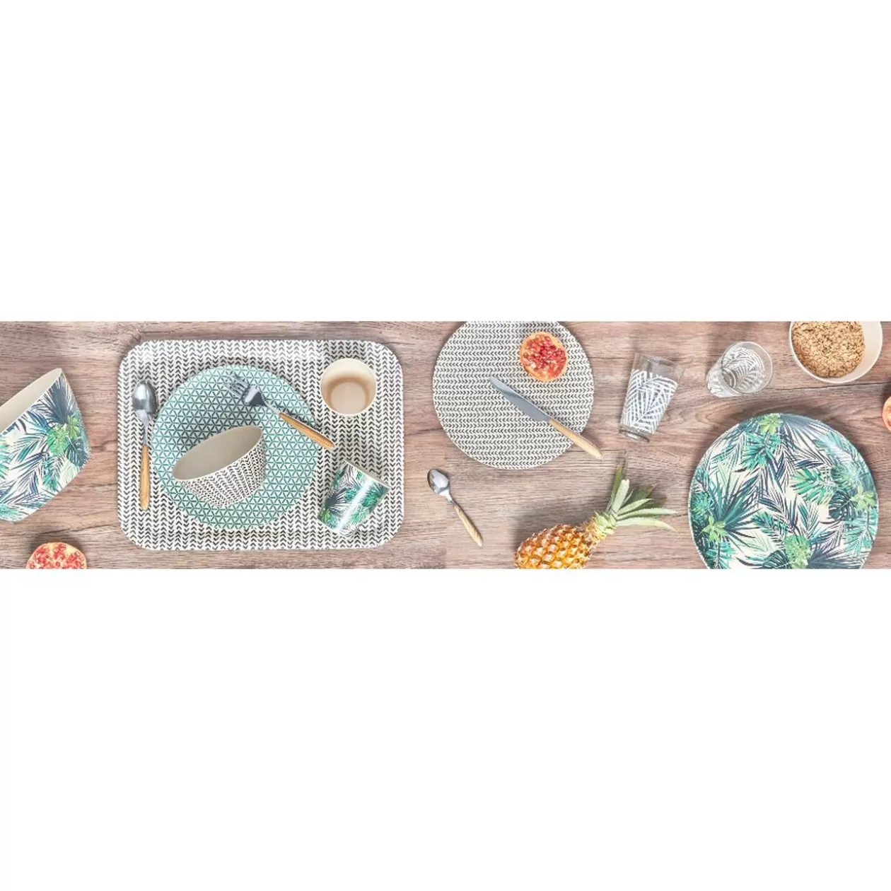 Gifi Assiette plate décor géométrique vert d'eau< Vaisselle Et Accessoires De Table