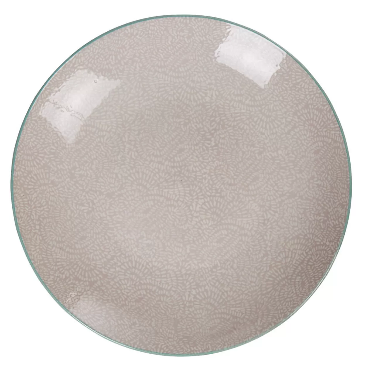 Assiette plate design goutte beige liseré bleu clair>Gifi Best