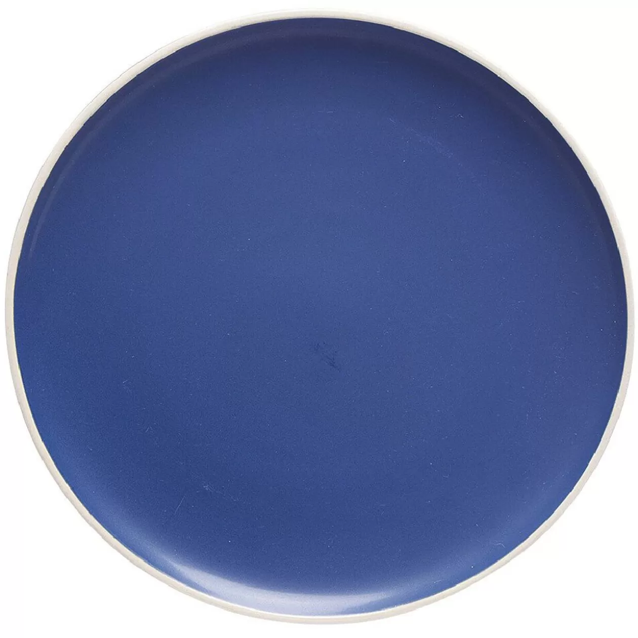 Assiette plate en faïence bleu avec liseré blanc>Gifi Shop