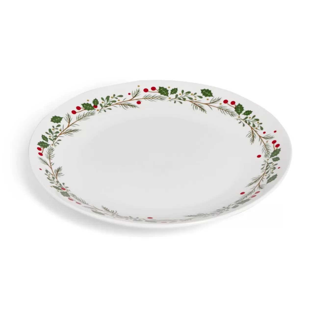 Gifi Assiette plate en porcelaine blanche motif feuillage de Noël Ø27cm< Vaisselle Et Accessoires De Table
