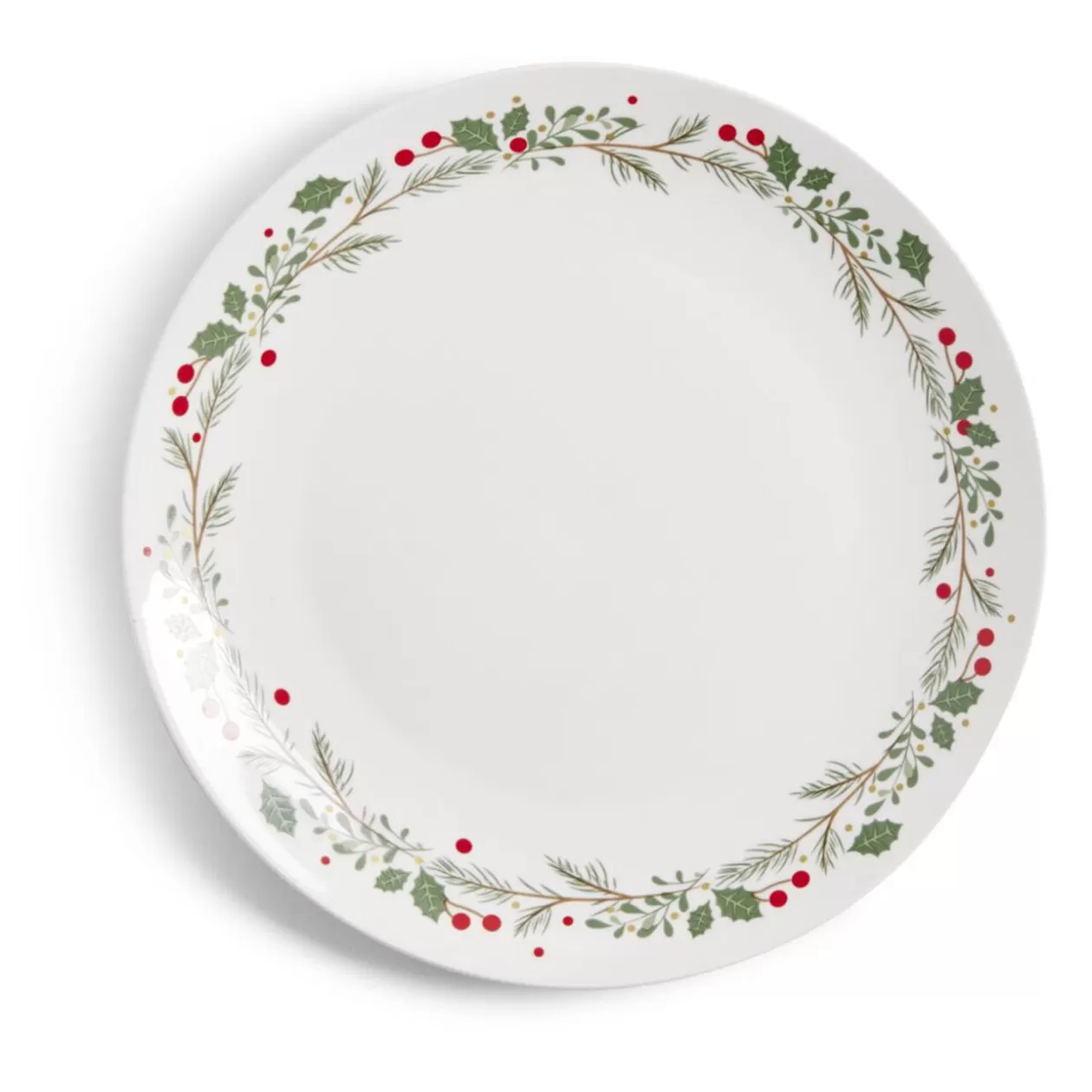 Gifi Assiette plate en porcelaine blanche motif feuillage de Noël Ø27cm< Vaisselle Et Accessoires De Table