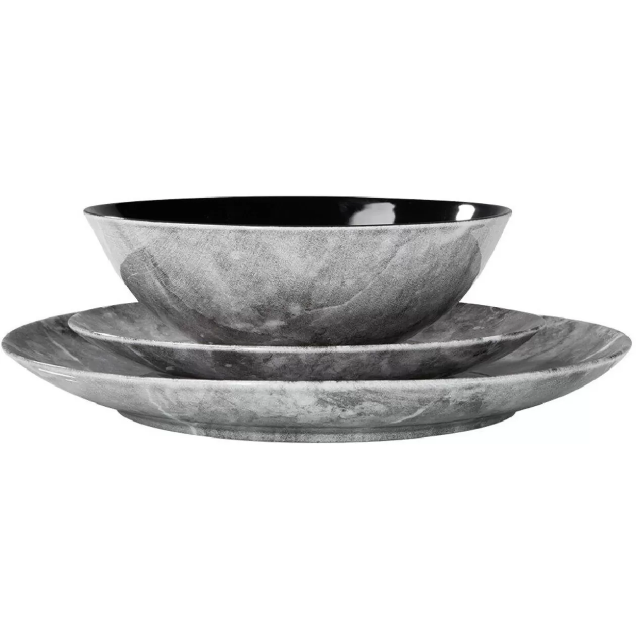 Assiette plate en porcelaine décor marbre gris>Gifi Discount