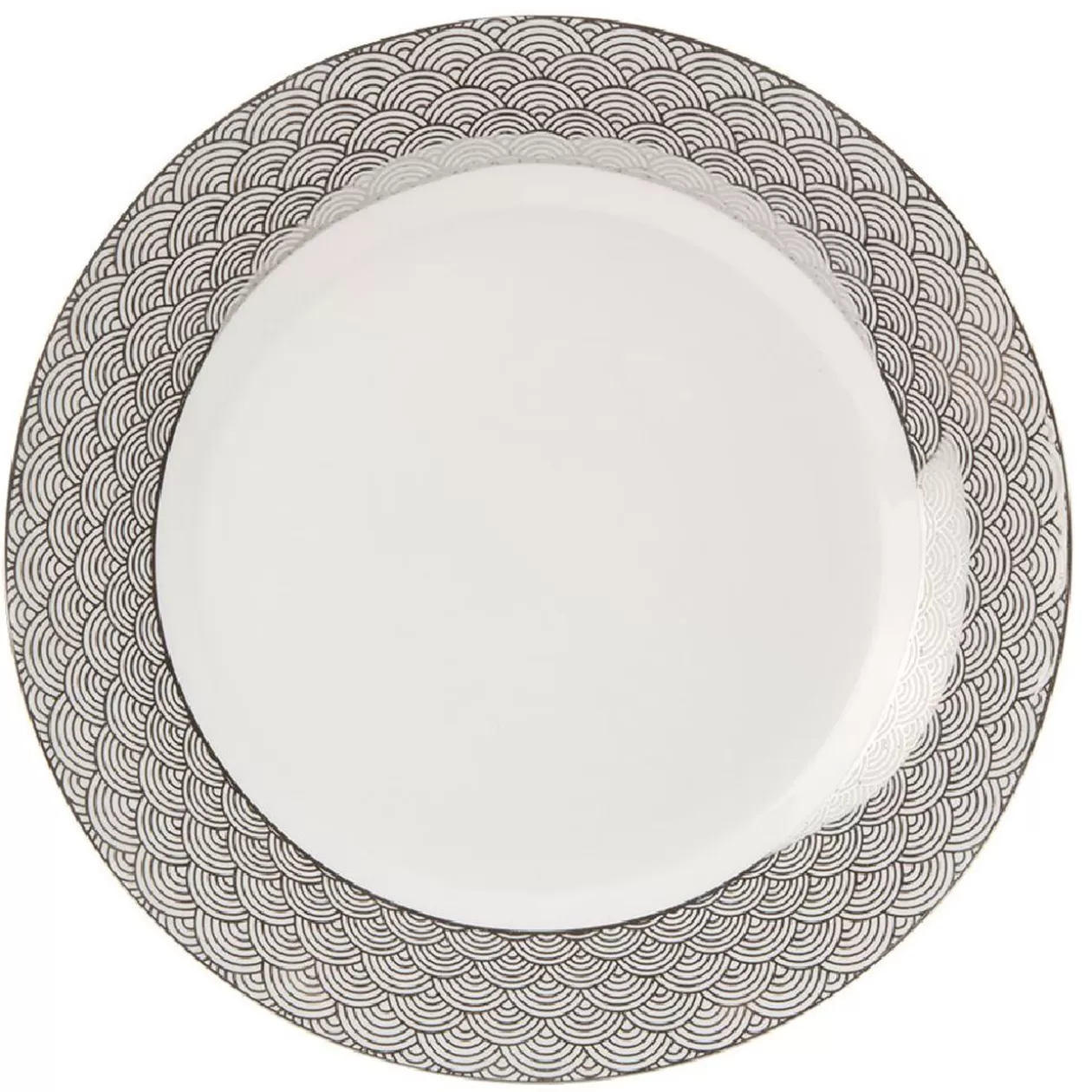 Assiette plate en porcelaine motif argenté>Gifi Sale