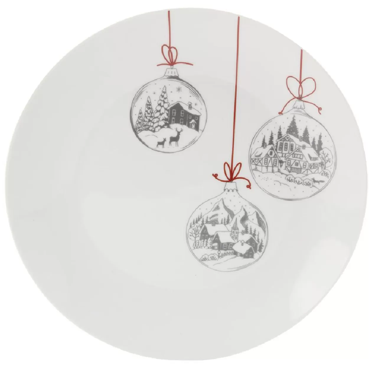 Assiette plate en porcelaine motif boule de Noël>Gifi Flash Sale