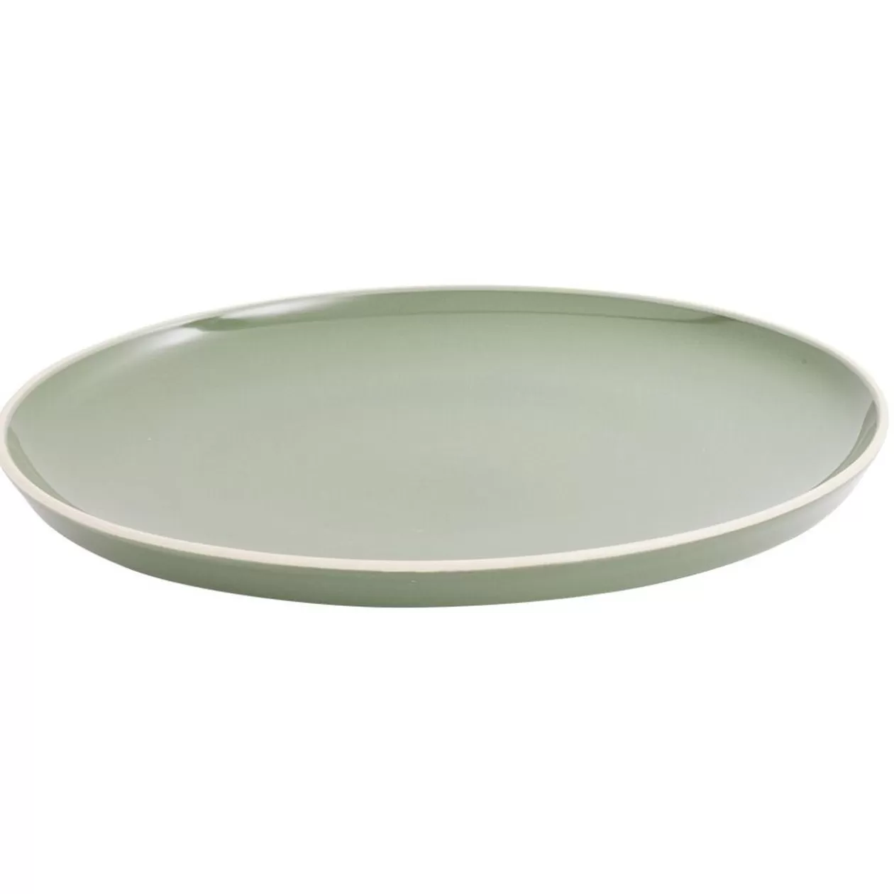 Assiette plate faïence vert avec liseré crème>Gifi Cheap