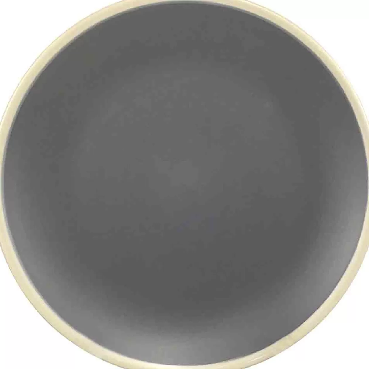 Assiette plate grise bordures blanches>Gifi New
