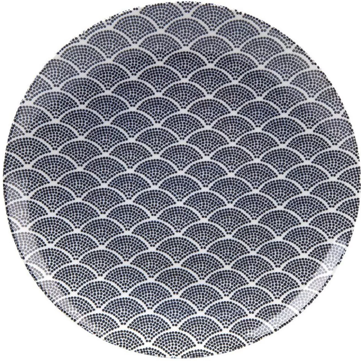 Assiette plate motif vague japonaise bleue et blanche>Gifi Online