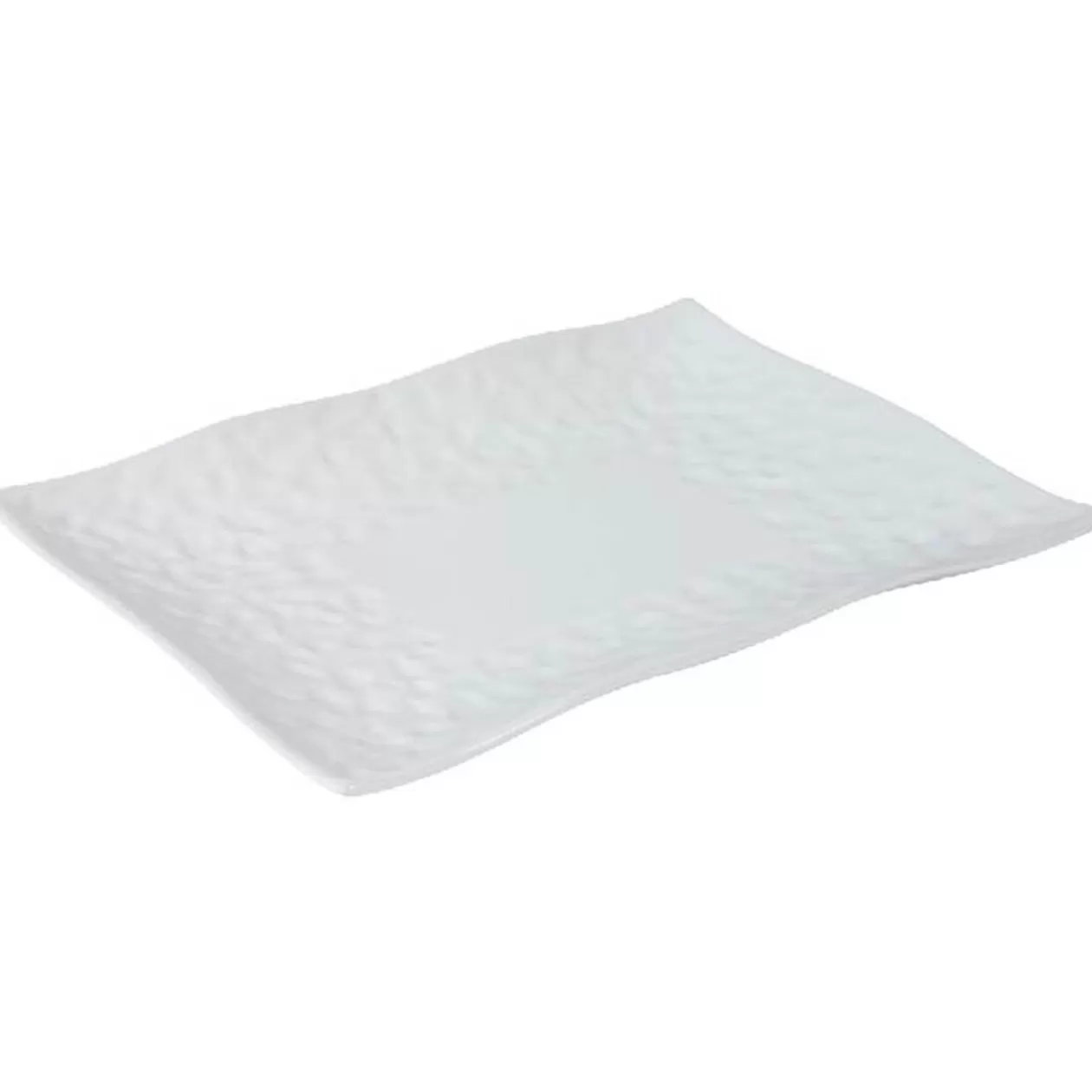Assiette plate rectangulaire bord ondulé martelé porcelaine blanc>Gifi Clearance