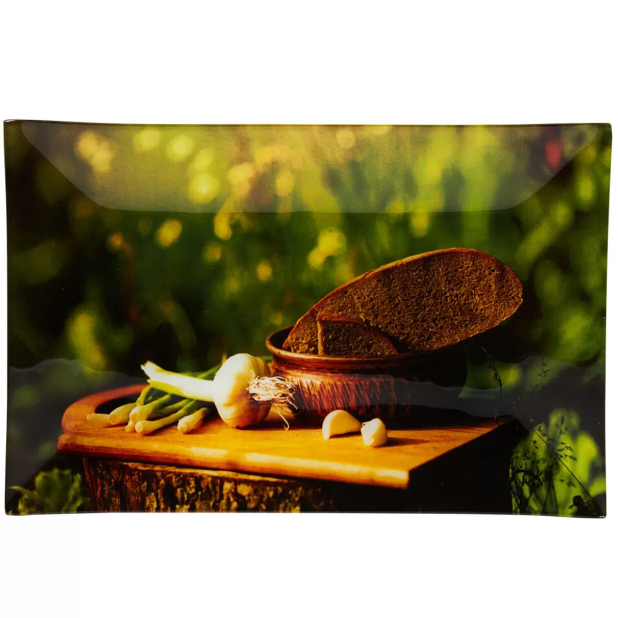 Assiette plate rectangulaire design ail et pain>Gifi Cheap