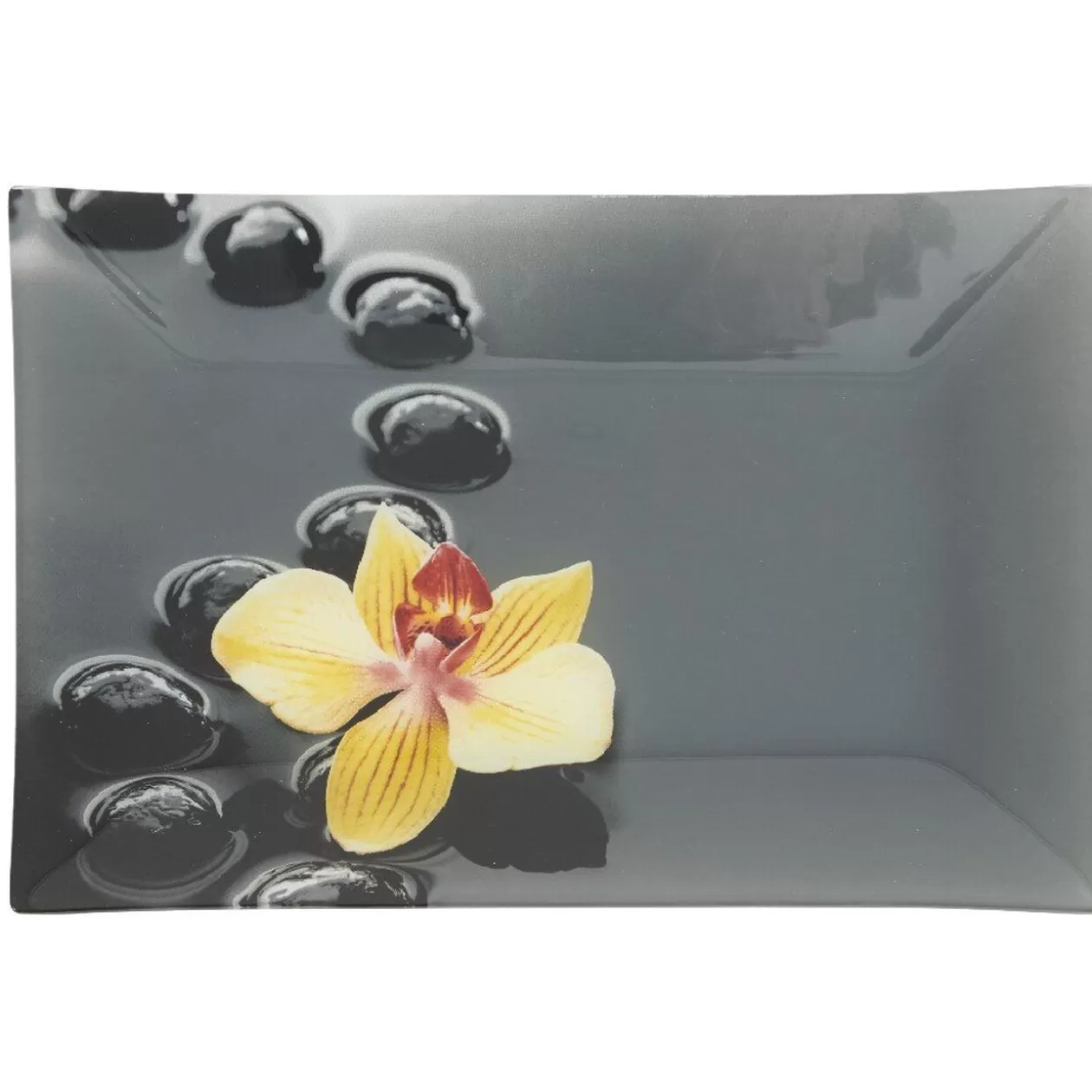 Assiette plate rectangulaire motif galets et fleur>Gifi Cheap