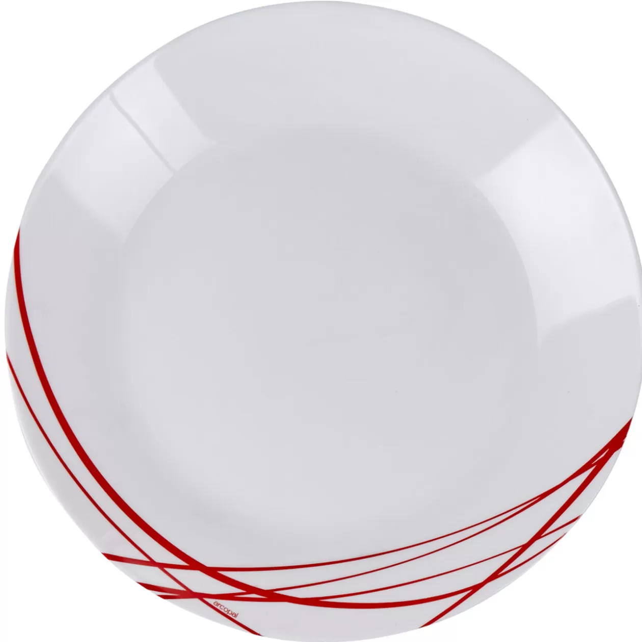 Assiette plate ronde Arcopal blanche lignes rouges>Gifi Clearance