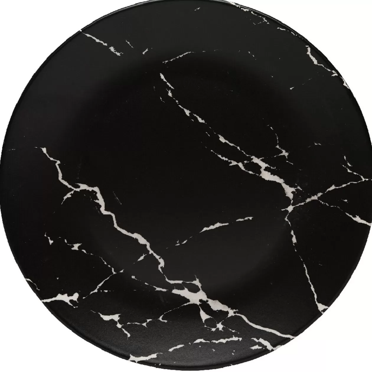 Assiette plate ronde décor marbre noir et blanc>Gifi New
