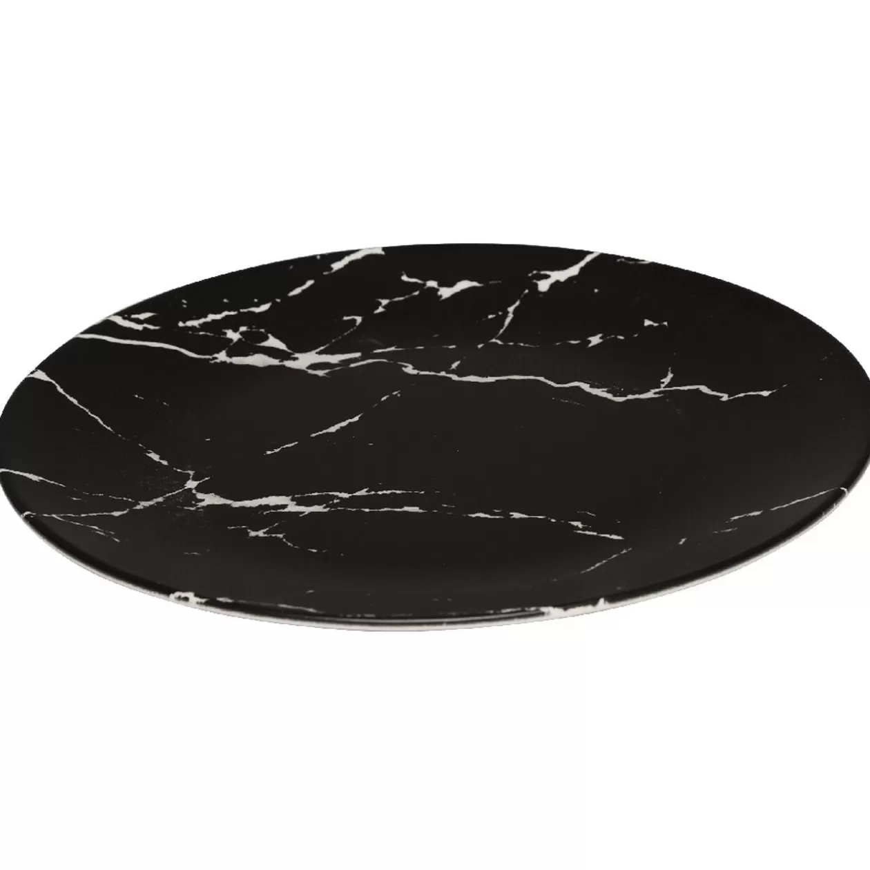 Assiette plate ronde décor marbre noir et blanc>Gifi New