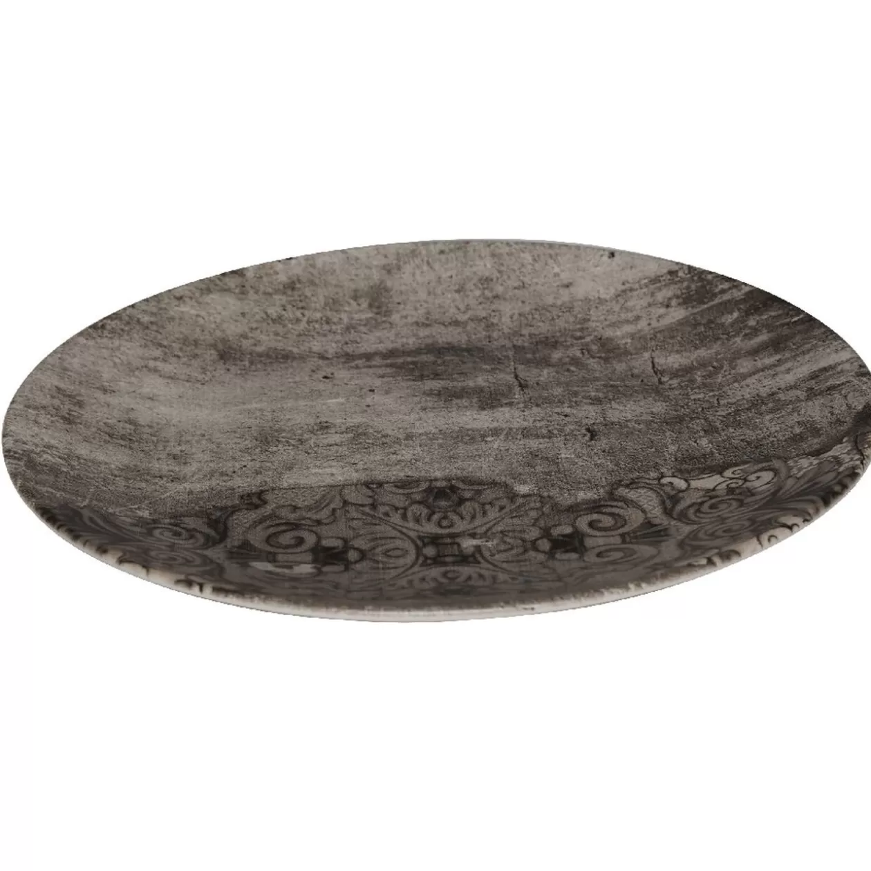 Assiette plate ronde effet vieux bois décor arabesque>Gifi Best
