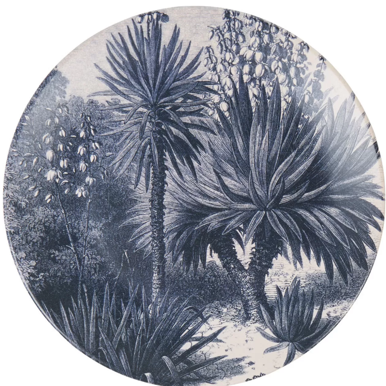 Gifi Assiette plate ronde en faïence imprimé palmiers noir gris< Vaisselle Et Accessoires De Table