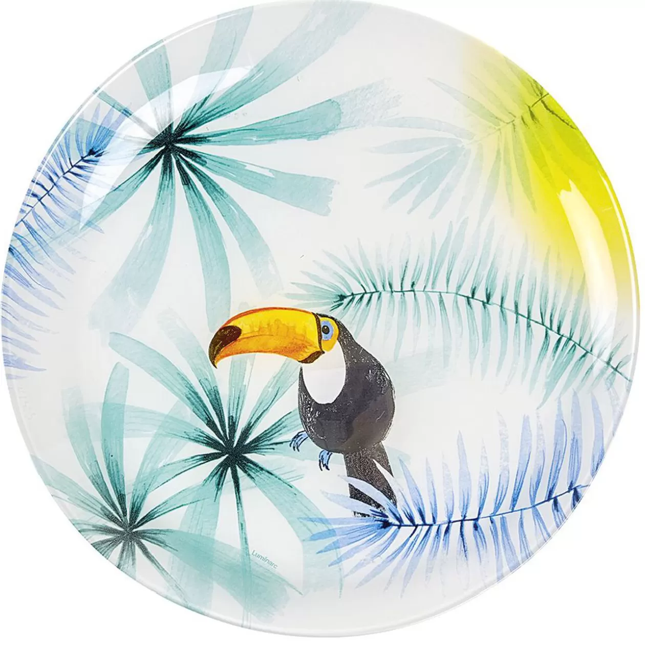 Assiette plate ronde en verre motif toucan exotique>Gifi Best Sale