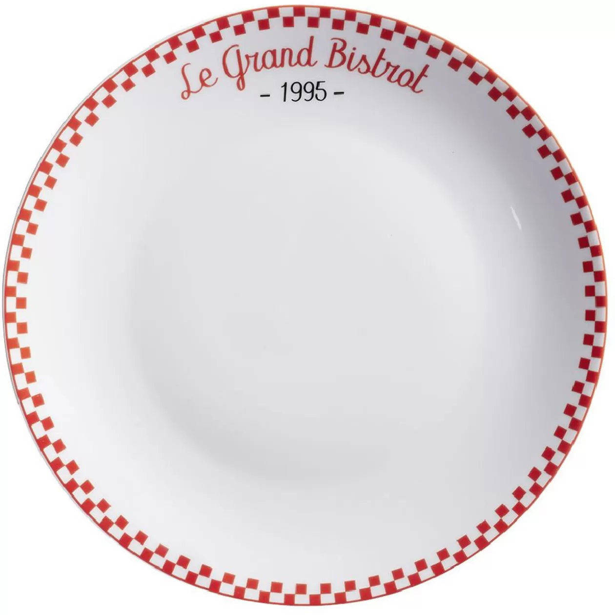 Assiette plate ronde Le grand bistrot contour damier rouge blanc>Gifi Cheap