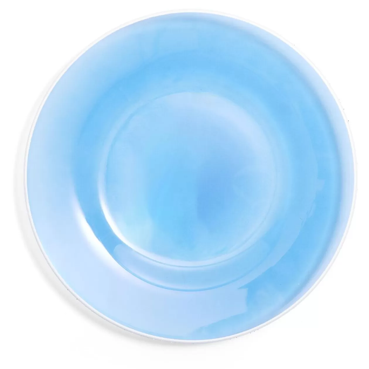 Gifi Assiette plate ronde liseré blanc verre transparent bleu Ø26cm< Vaisselle Et Accessoires De Table