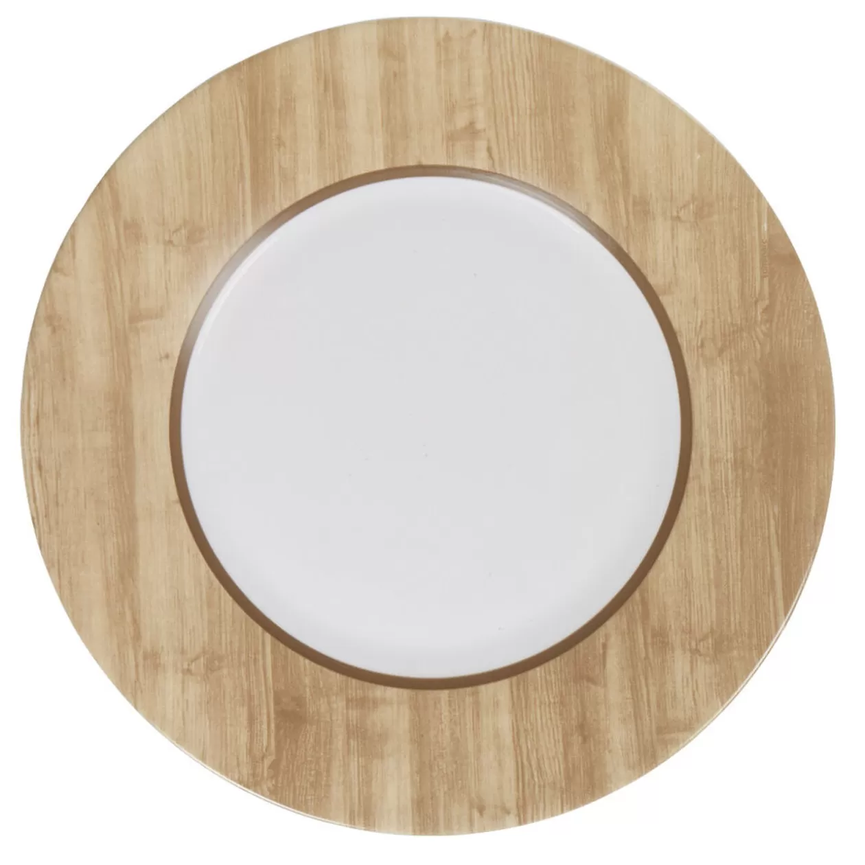 Gifi Assiette plate ronde Luminarc blanc motif bois Nordic< Vaisselle Et Accessoires De Table