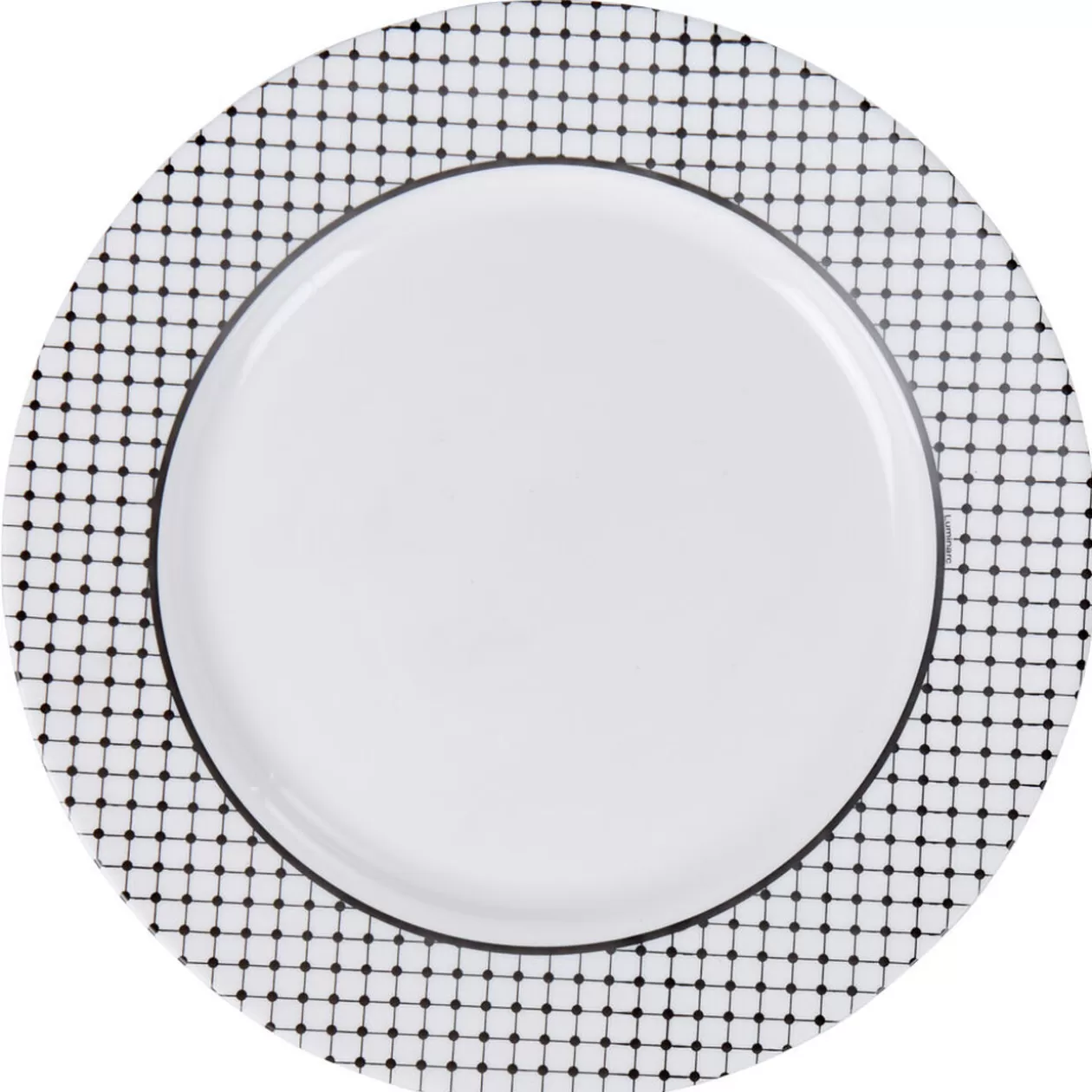 Assiette plate ronde Luminarc rebord noir pois blancs Tiago>Gifi Shop