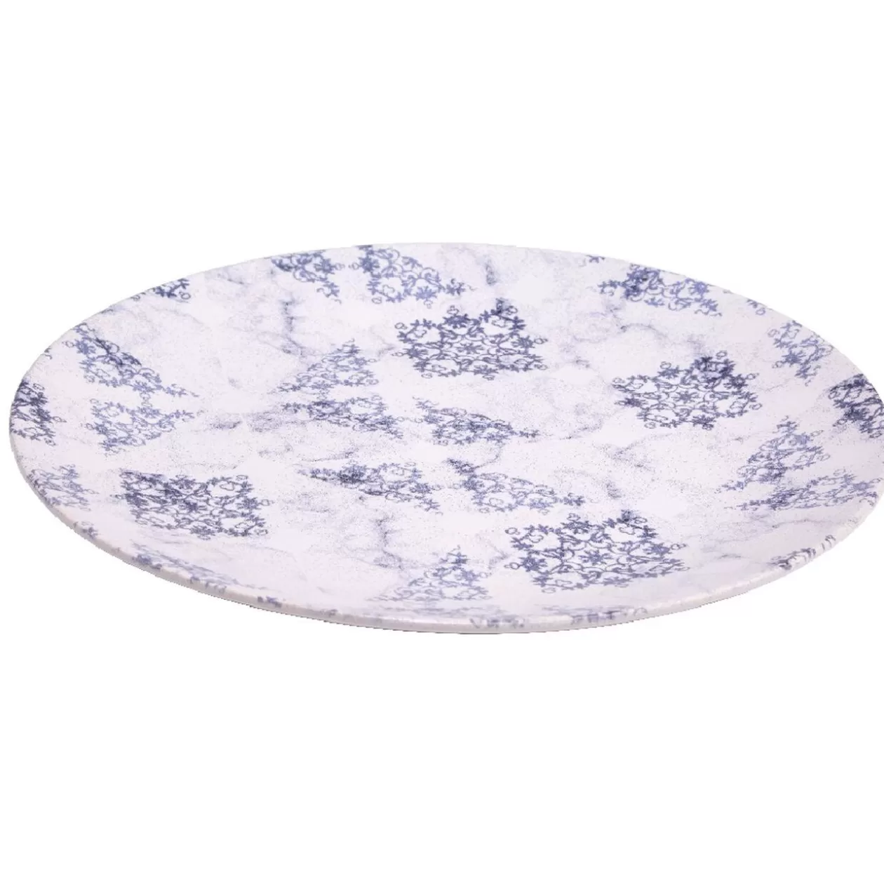 Assiette plate ronde motif carreau de ciment bleu et blanc>Gifi Clearance