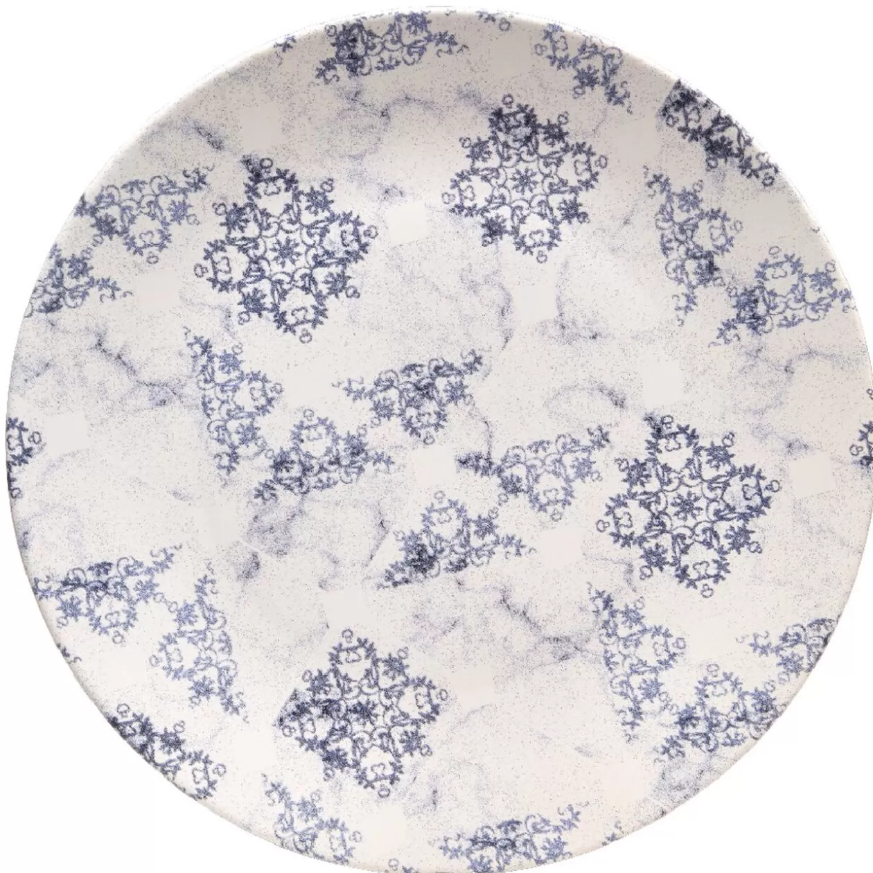 Assiette plate ronde motif carreau de ciment bleu et blanc>Gifi Clearance