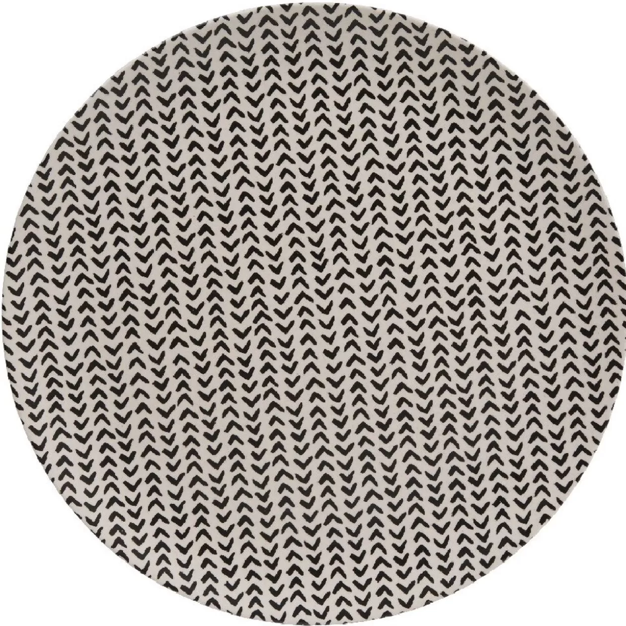 Assiette plate ronde motif géométrique noir et blanc>Gifi Online