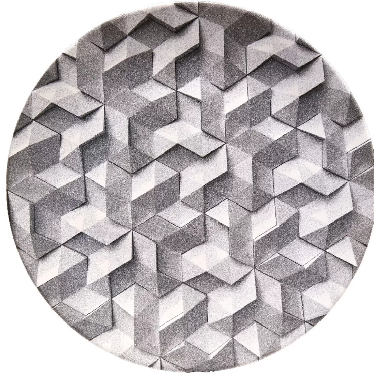 Assiette plate ronde motif origami gris et blanc>Gifi Discount