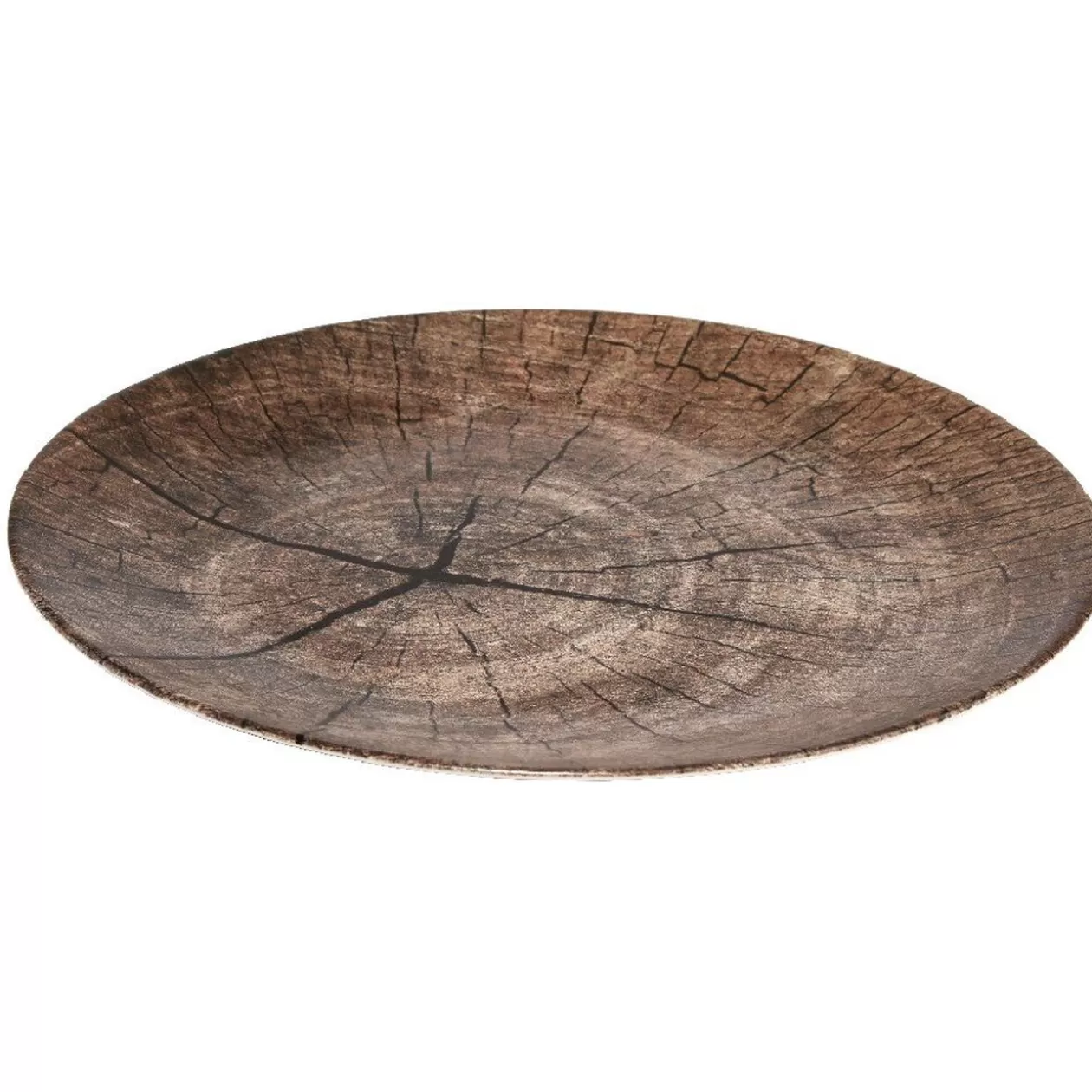 Assiette plate ronde motif rondin de bois marron>Gifi Flash Sale