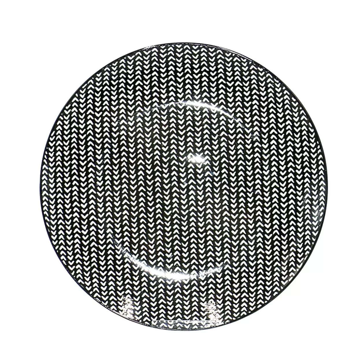 Assiette plate ronde noire à motif chevron blanc>Gifi Best Sale