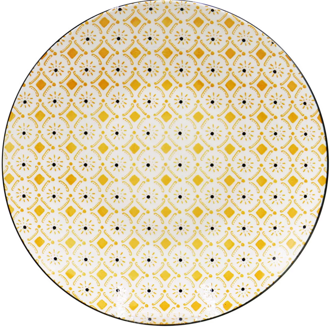 Assiette plate ronde Praia motif blanc jaune noir>Gifi Best Sale