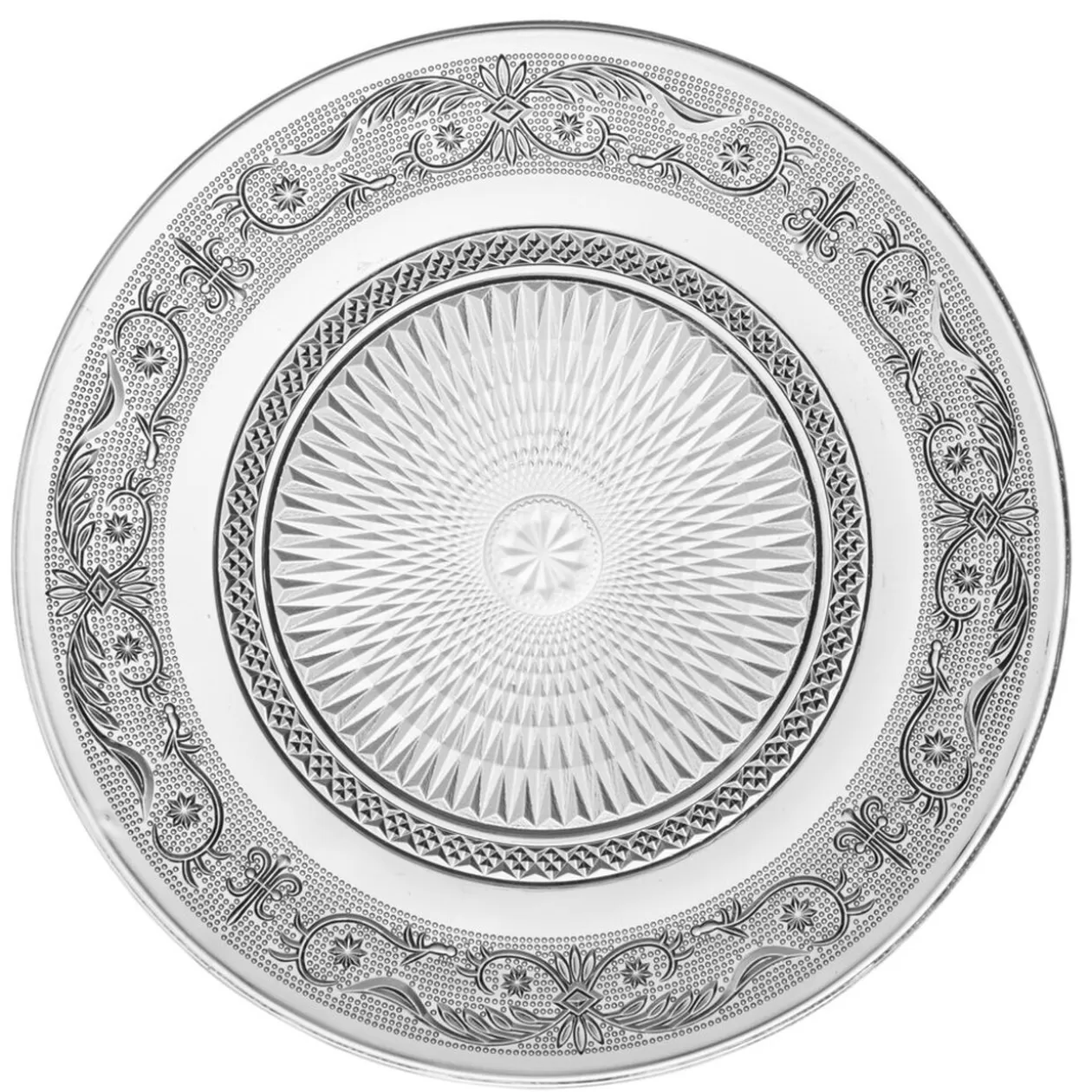 Assiette plate ronde transparente ciselée>Gifi Outlet