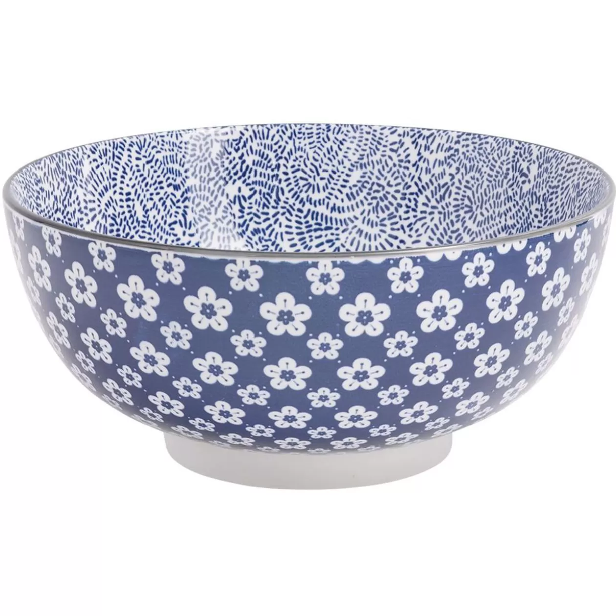 Assiette plate style japonais porcelaine bleu blanc>Gifi Online