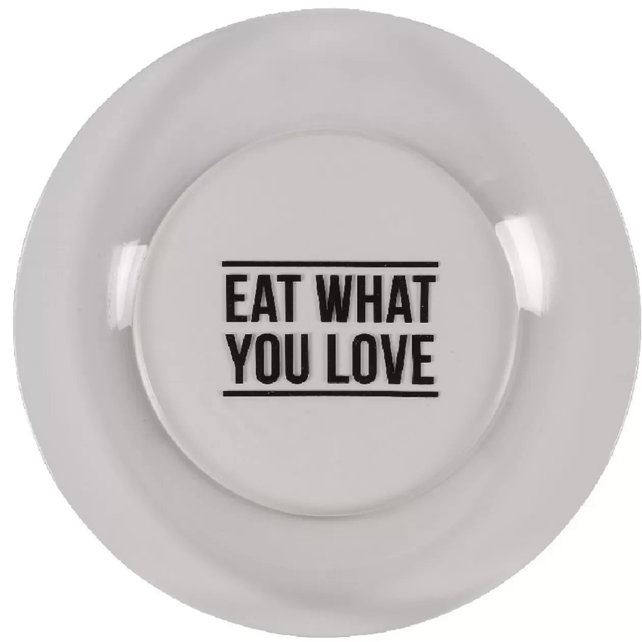 Assiette plate transparente design "eat what you love">Gifi Cheap