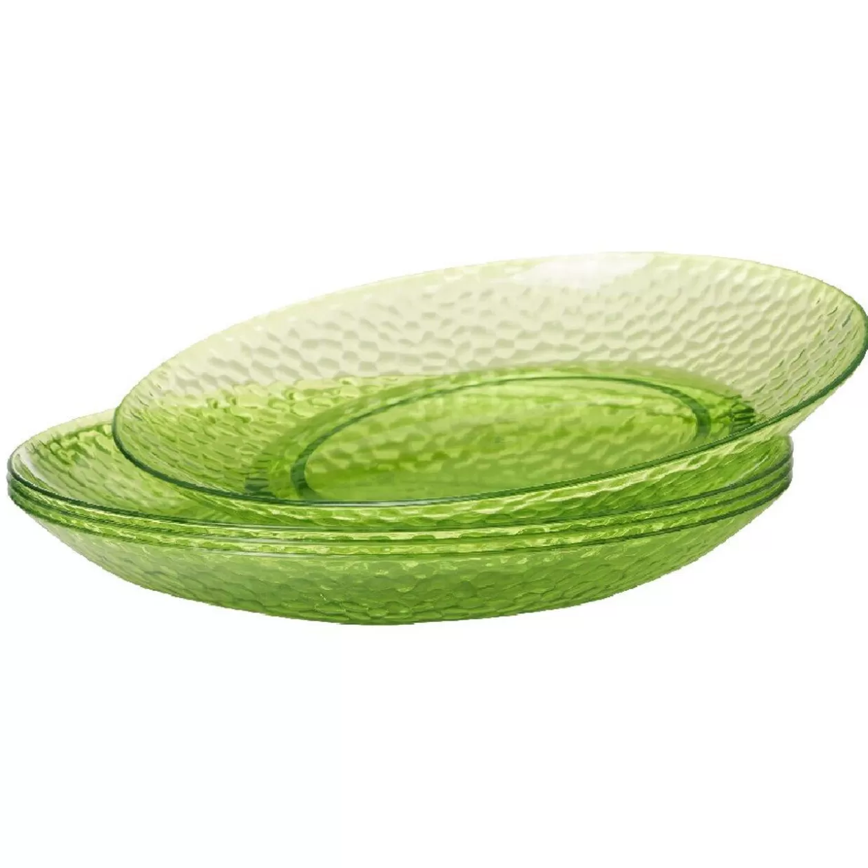 Assiette plate verte martelé x4>Gifi Outlet