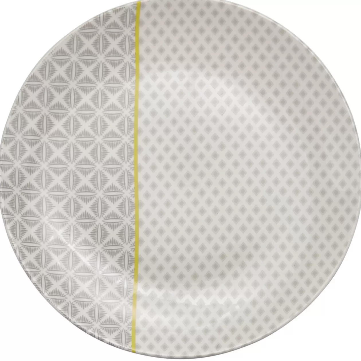 Assiette plate Zanzibar motif géométrique blanc et gris>Gifi Hot