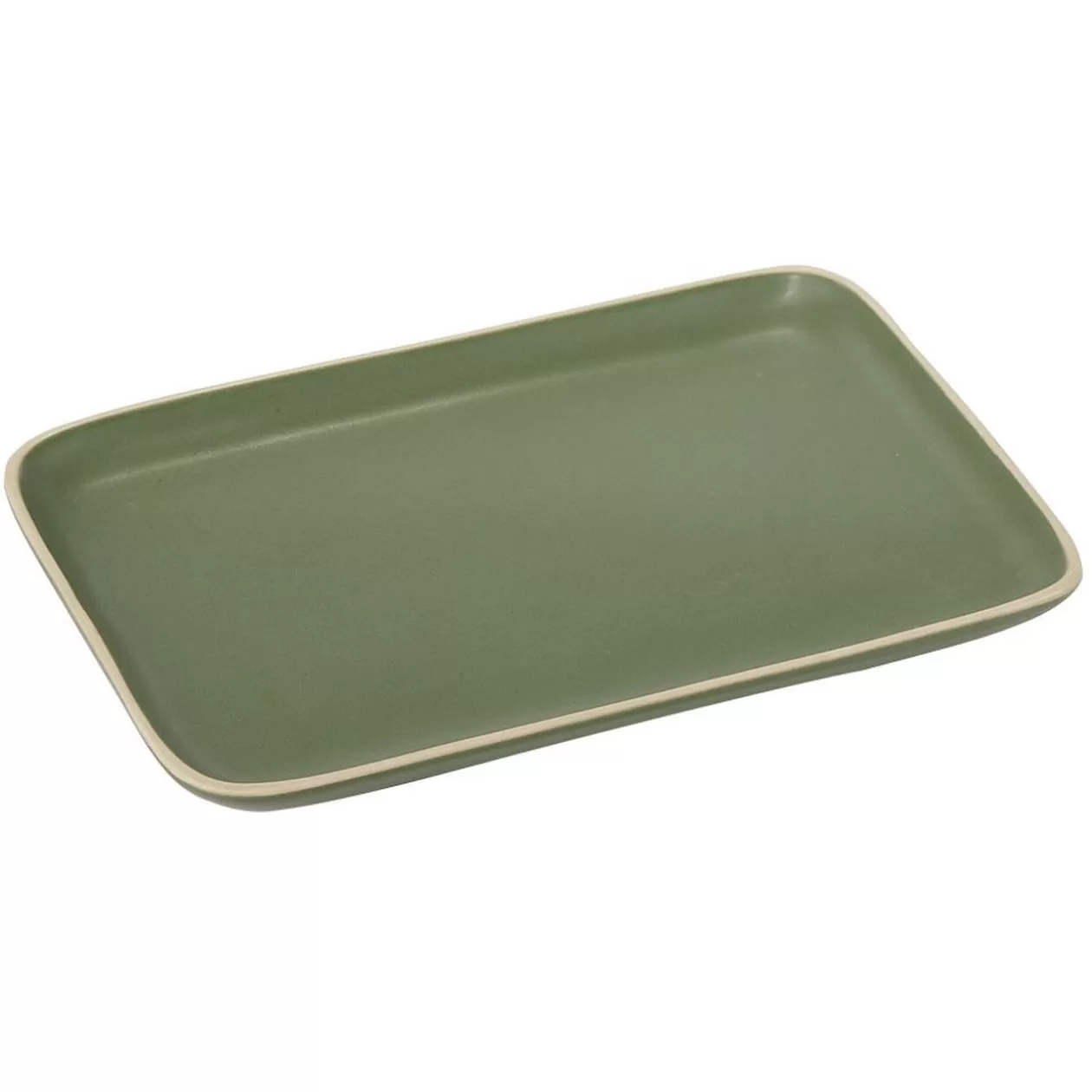 Assiette rectangulaire faïence vert 28,5x19,5cm>Gifi Hot